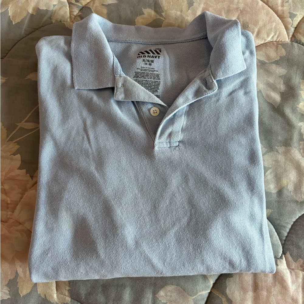 Boys Old Navy Light Blue Long Sleeve Polo Size XL 14-16